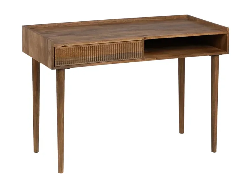 Bureau secrétaire design moderne bois de manguier naturel 110 cm ORPHÉA