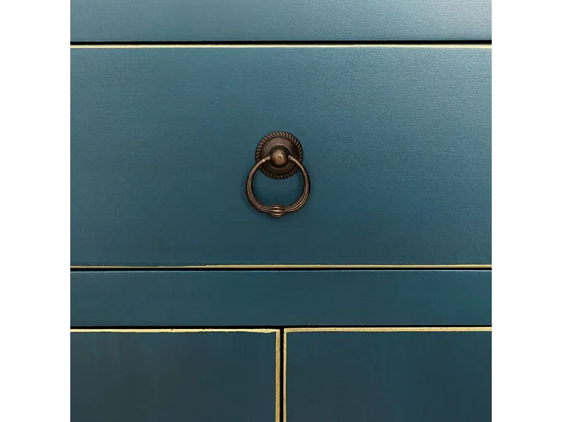 Vestiaire bleu profond à double porte et rangements discrets CALINDI