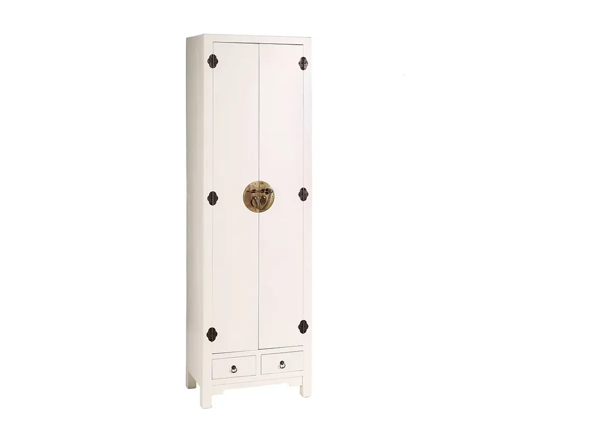 Vestiaire blanc compact 2 portes et tiroirs esprit asiatique CALINDI