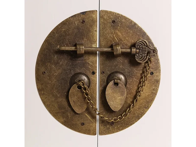 Vestiaire blanc compact 2 portes et tiroirs esprit asiatique CALINDI