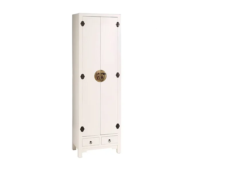 Vestiaire blanc compact 2 portes et tiroirs esprit asiatique CALINDI