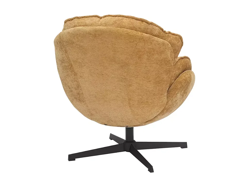 Fauteuil moelleux pivotant à 360° en tissu et cuir curry TORNE
