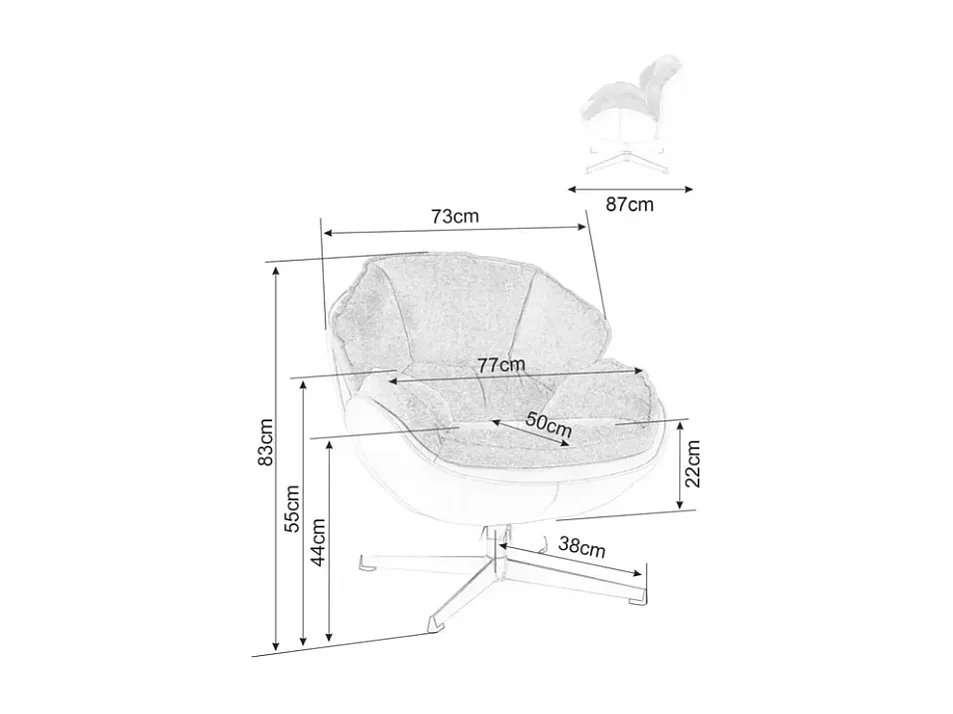 Fauteuil moelleux pivotant à 360° en tissu et cuir curry TORNE