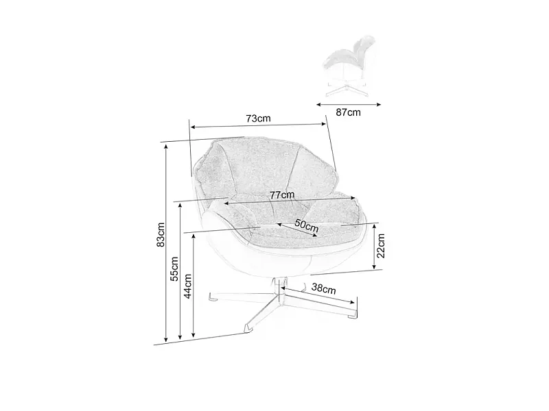 Fauteuil moelleux pivotant à 360° en tissu et cuir curry TORNE