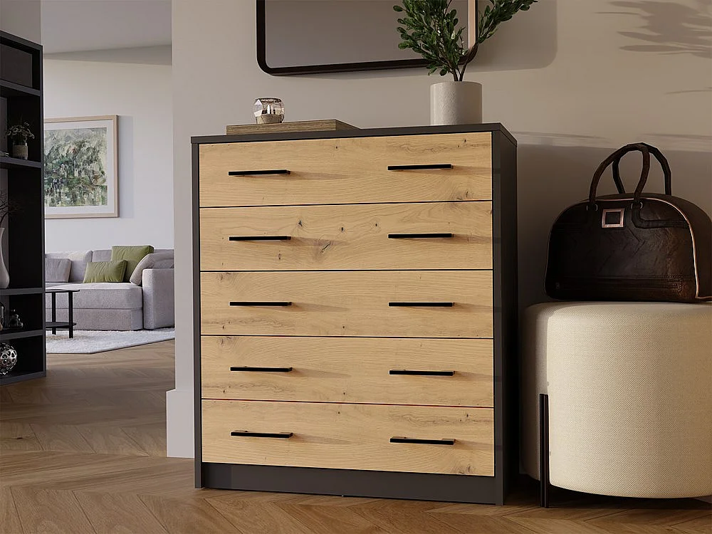 Szafka na Obuwie ALEX | Antracyt/Dąb Artisan | 35x74x84.5 cm | Nowoczesna