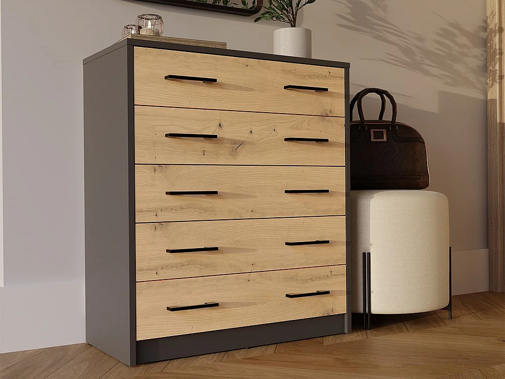 Szafka na Obuwie ALEX | Antracyt/Dąb Artisan | 35x74x84.5 cm | Nowoczesna