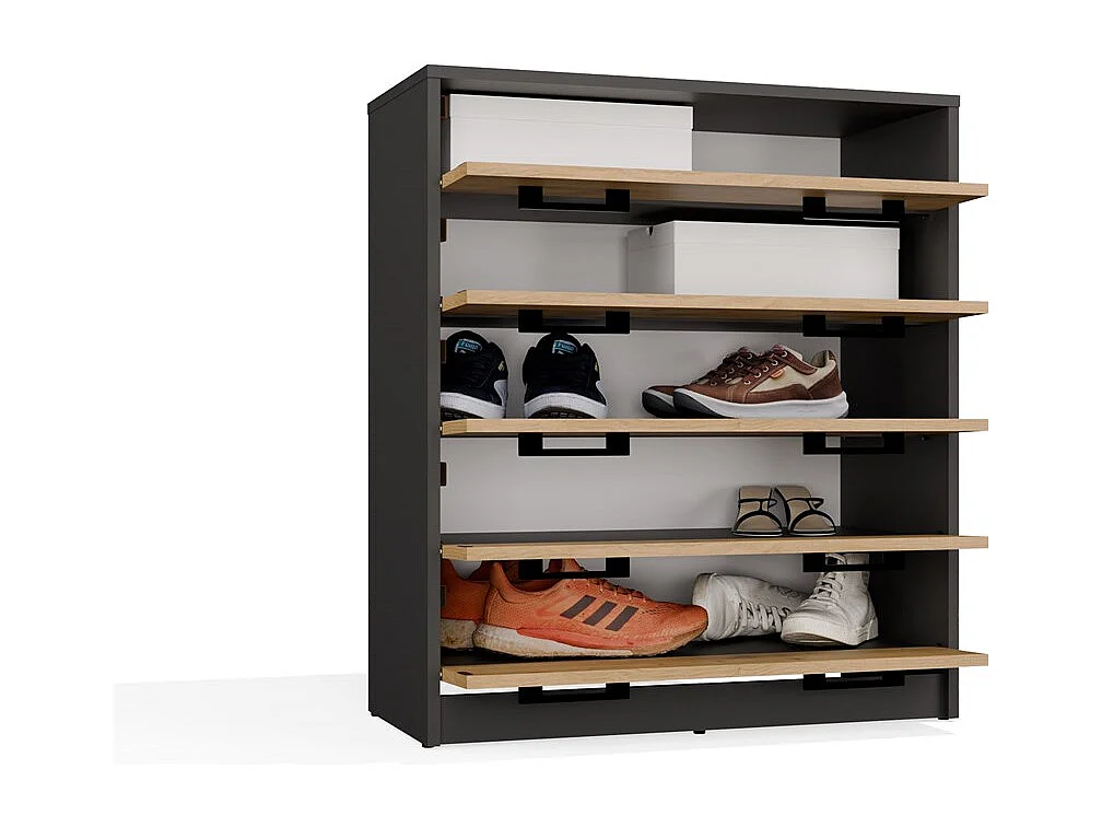 Szafka na Obuwie ALEX | Antracyt/Dąb Artisan | 35x74x84.5 cm | Nowoczesna