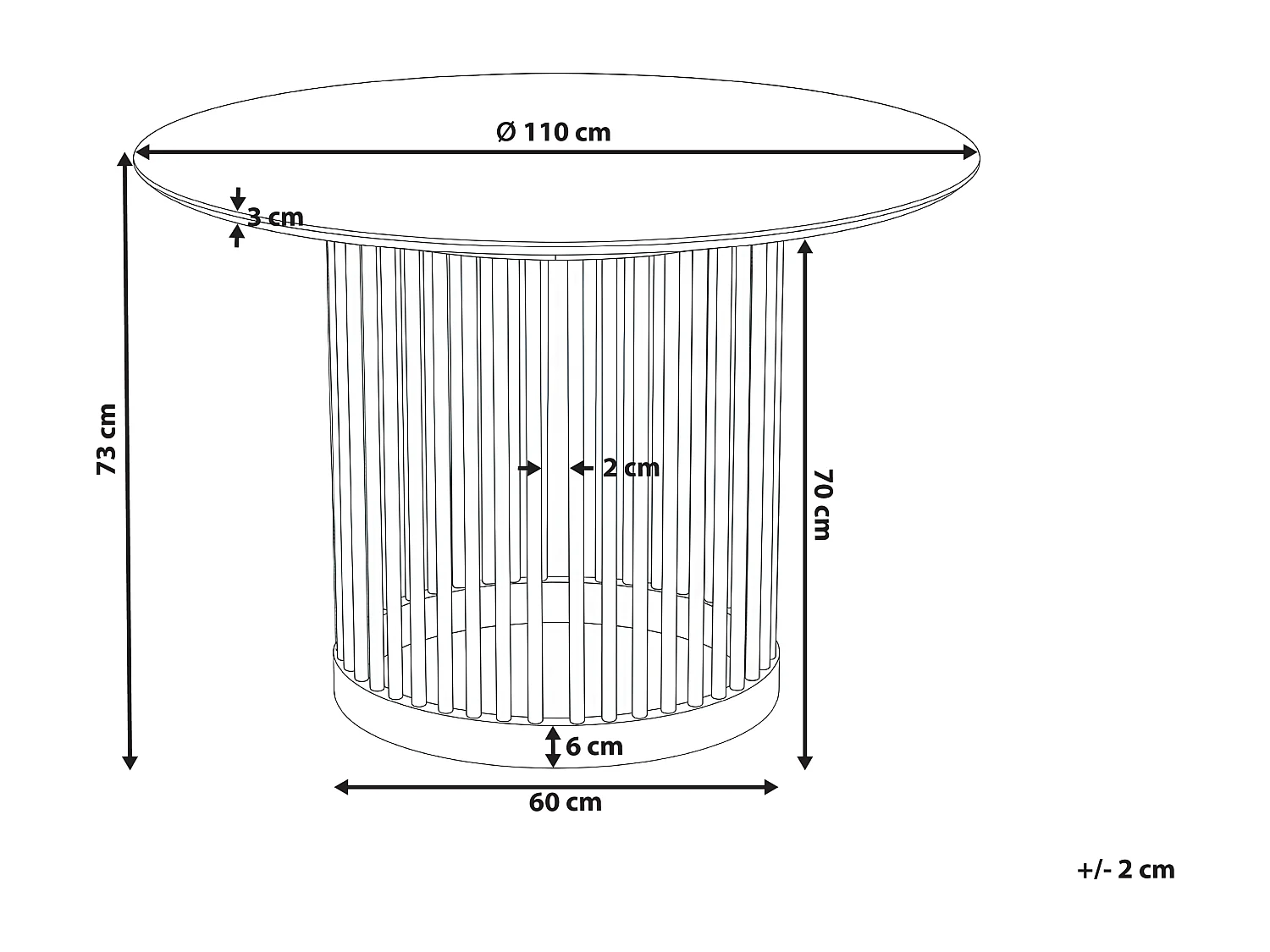 Table de repas BOYLE Chêne clair 110 cm 110 cm