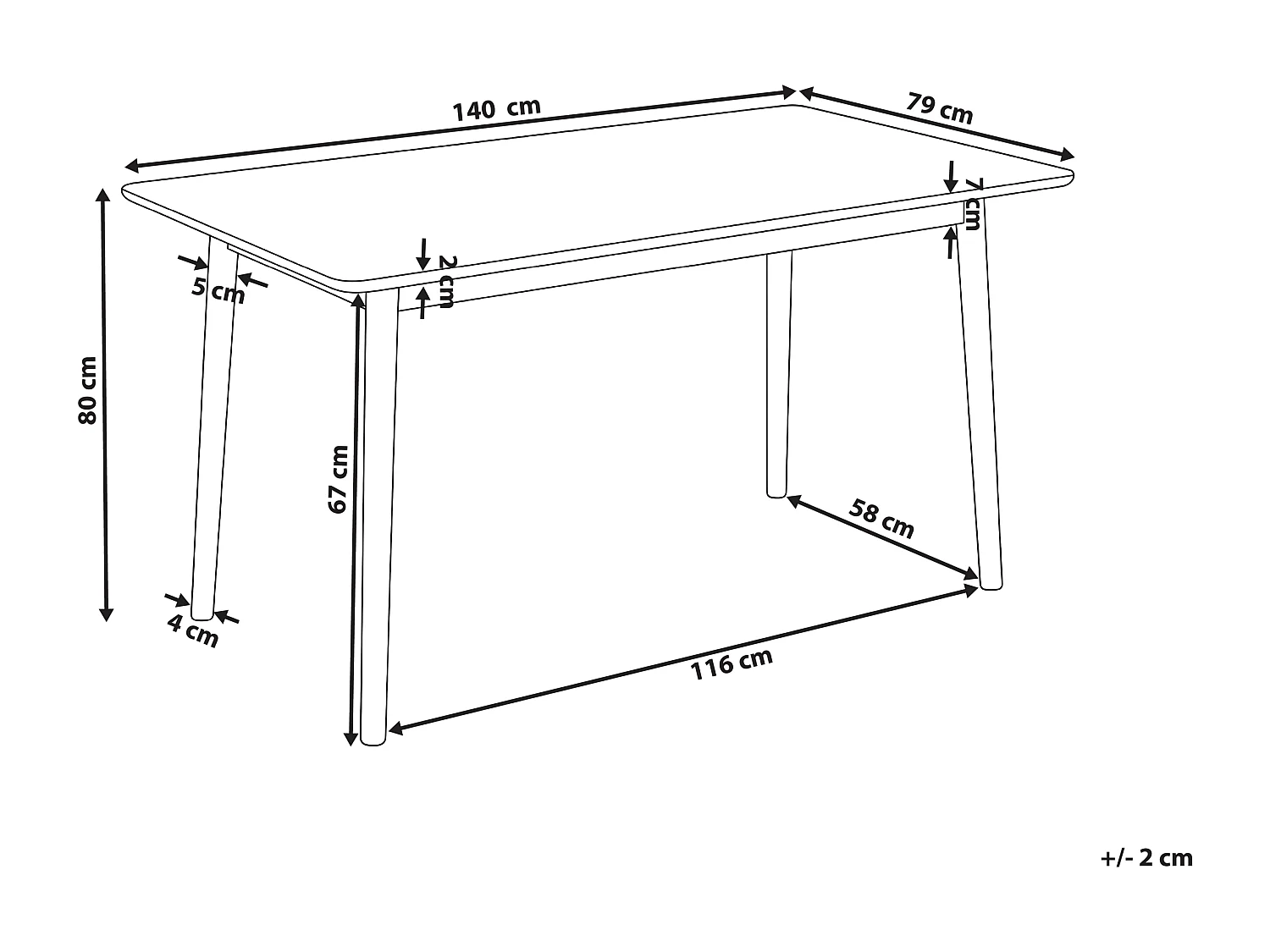 Table de repas ELVYN Chêne clair 140 cm 80 cm