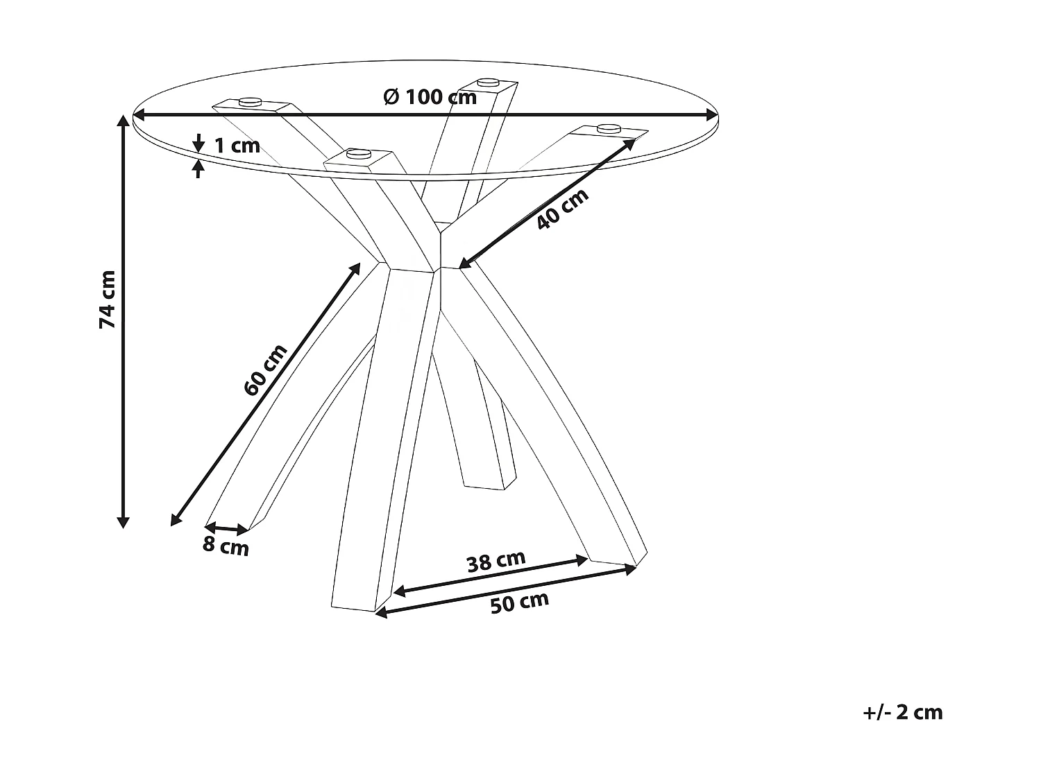 Table de repas YAPP Marron clair 100 cm 100 cm Verre de sécurité