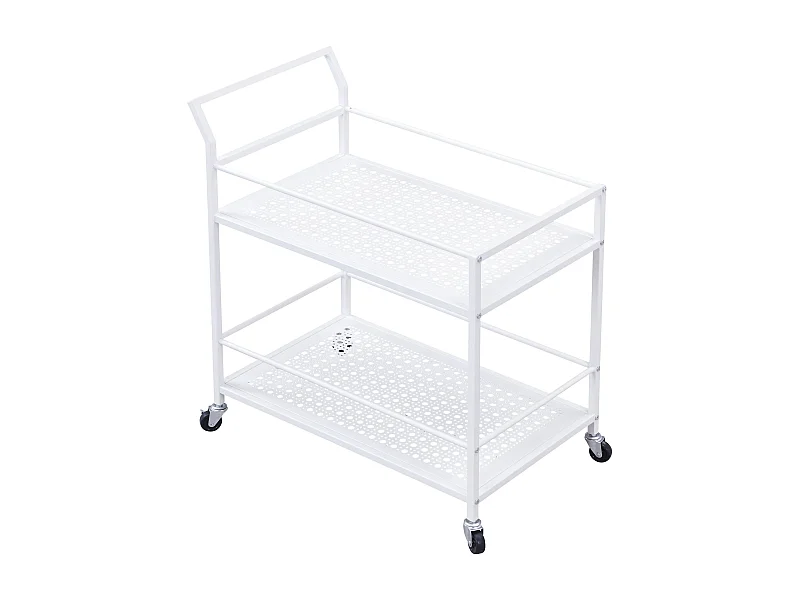 Desserte en métal à 2 niveaux avec roulettes, desserte cuisine, desserte de bar