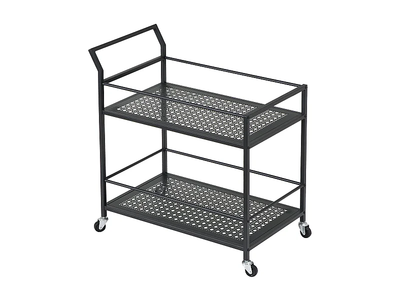 Desserte en métal à 2 niveaux avec roulettes, desserte cuisine, desserte de bar