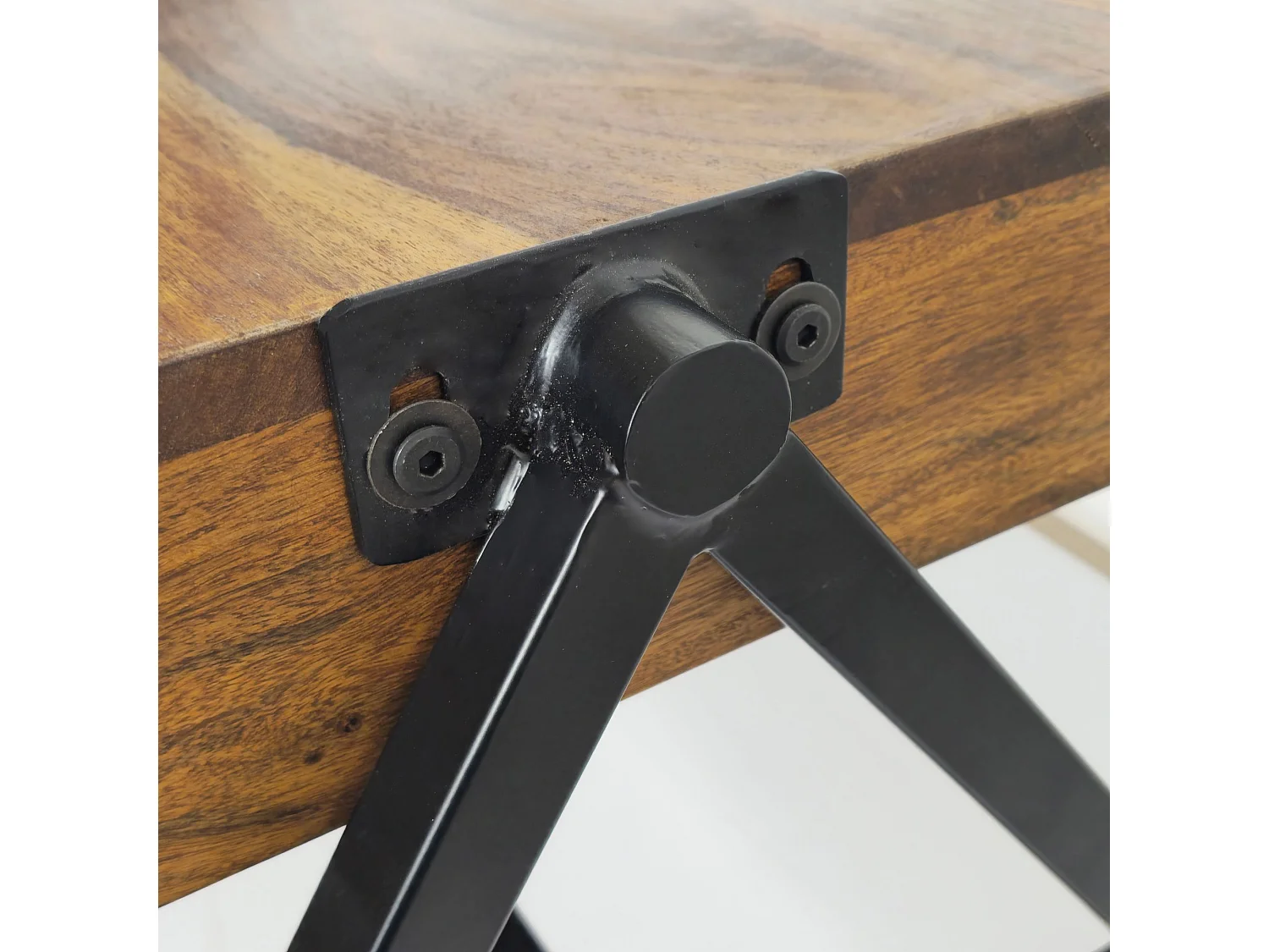 Table Basse Sheesham Bois Massif 120cm Table de Salon Rectangulaire Industrielle