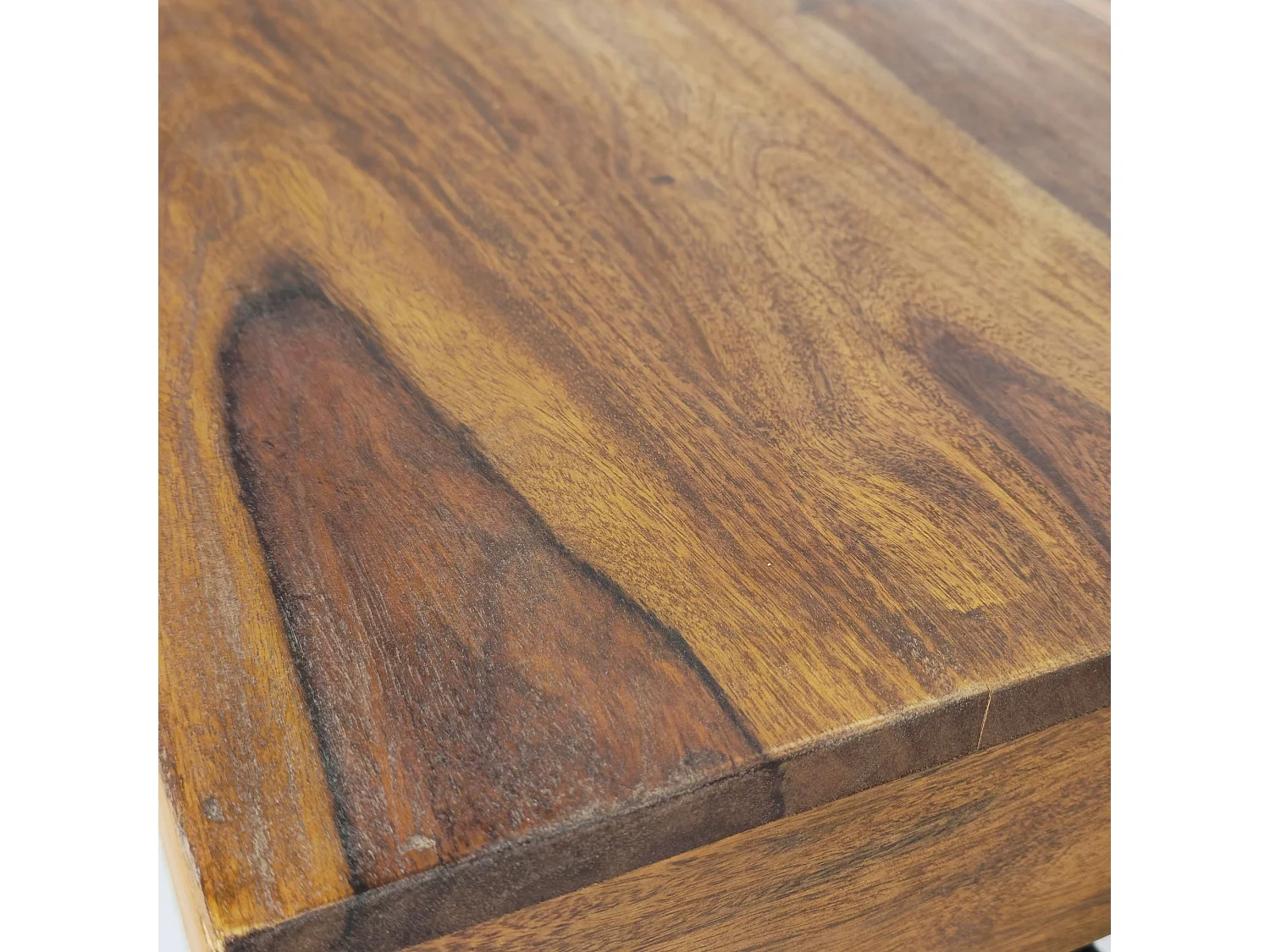 Table Basse Sheesham Bois Massif 120cm Table de Salon Rectangulaire Industrielle