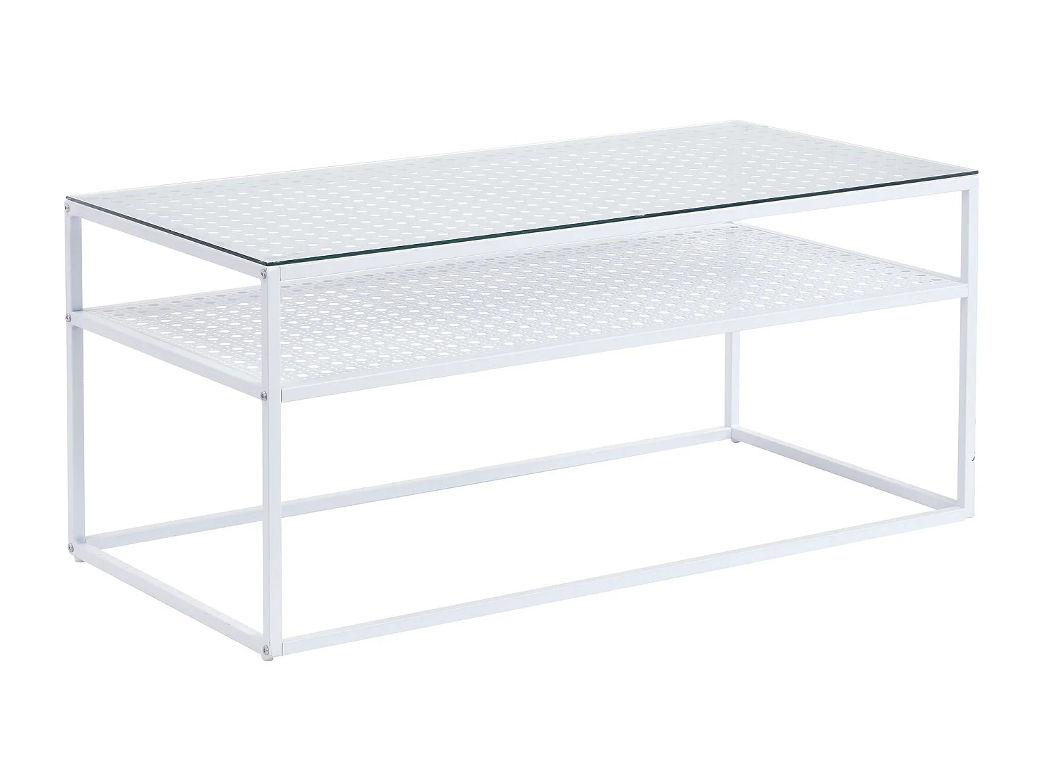 Table basse table de salon rectangulaire verre 100 cm étagère en métal moderne