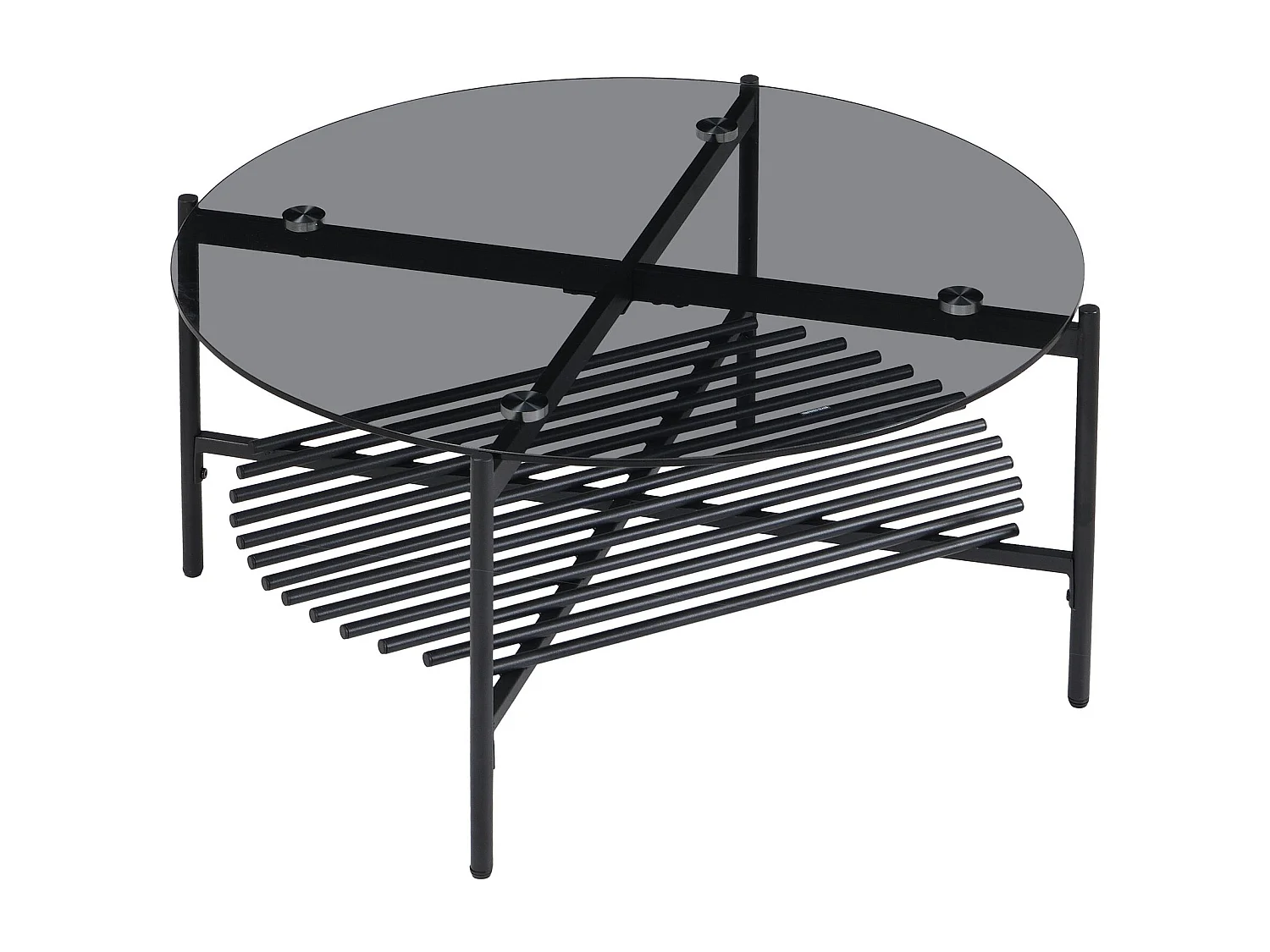 Table basse table de salon verre métal 80 cm noir table de canapé ronde