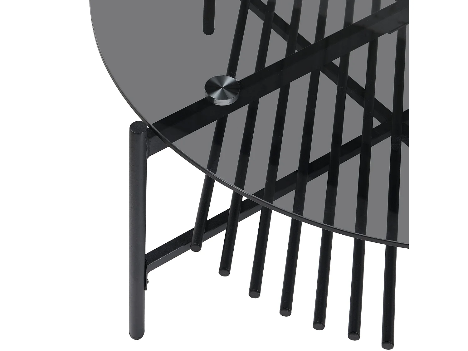 Table basse table de salon verre métal 80 cm noir table de canapé ronde