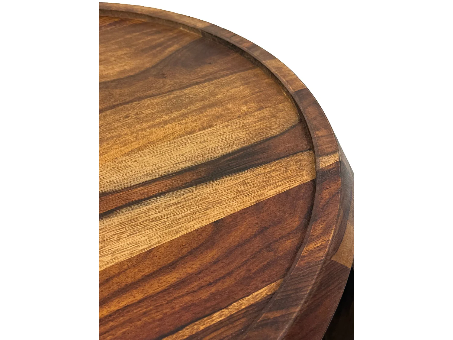 Table Basse Sheesham Bois Massif ronde 60 cm Table Salon Compartiment Rangement