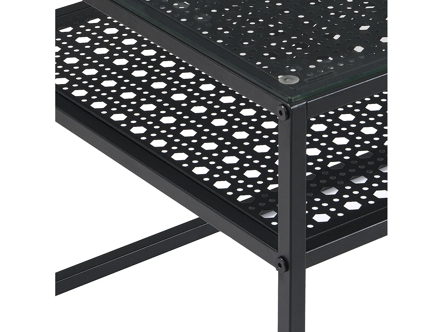 Table basse table de salon rectangulaire verre 100 cm étagère en métal moderne