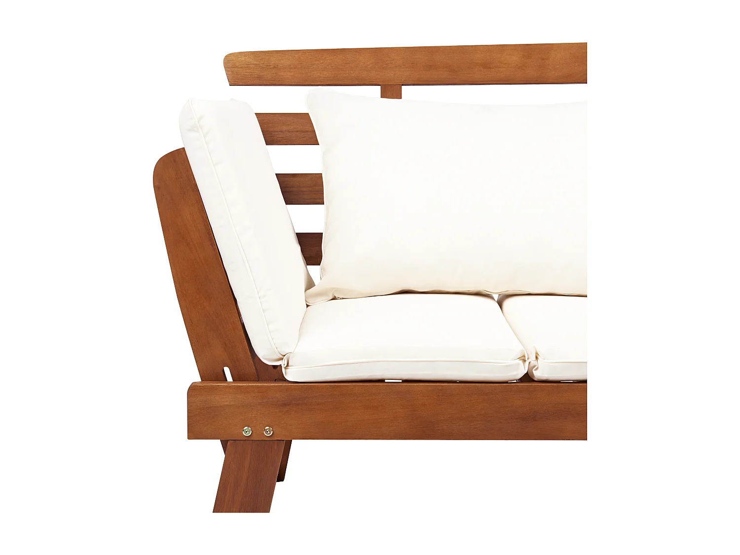Banc avec coussin d'assise PORTICI 210 cm Bois d'eucalyptus Marron foncé/blanc