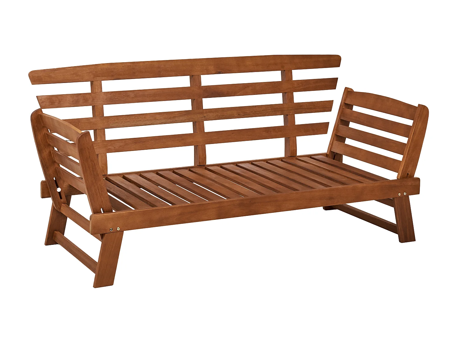 Banc avec coussin d'assise PORTICI 210 cm Bois d'eucalyptus Marron foncé/blanc