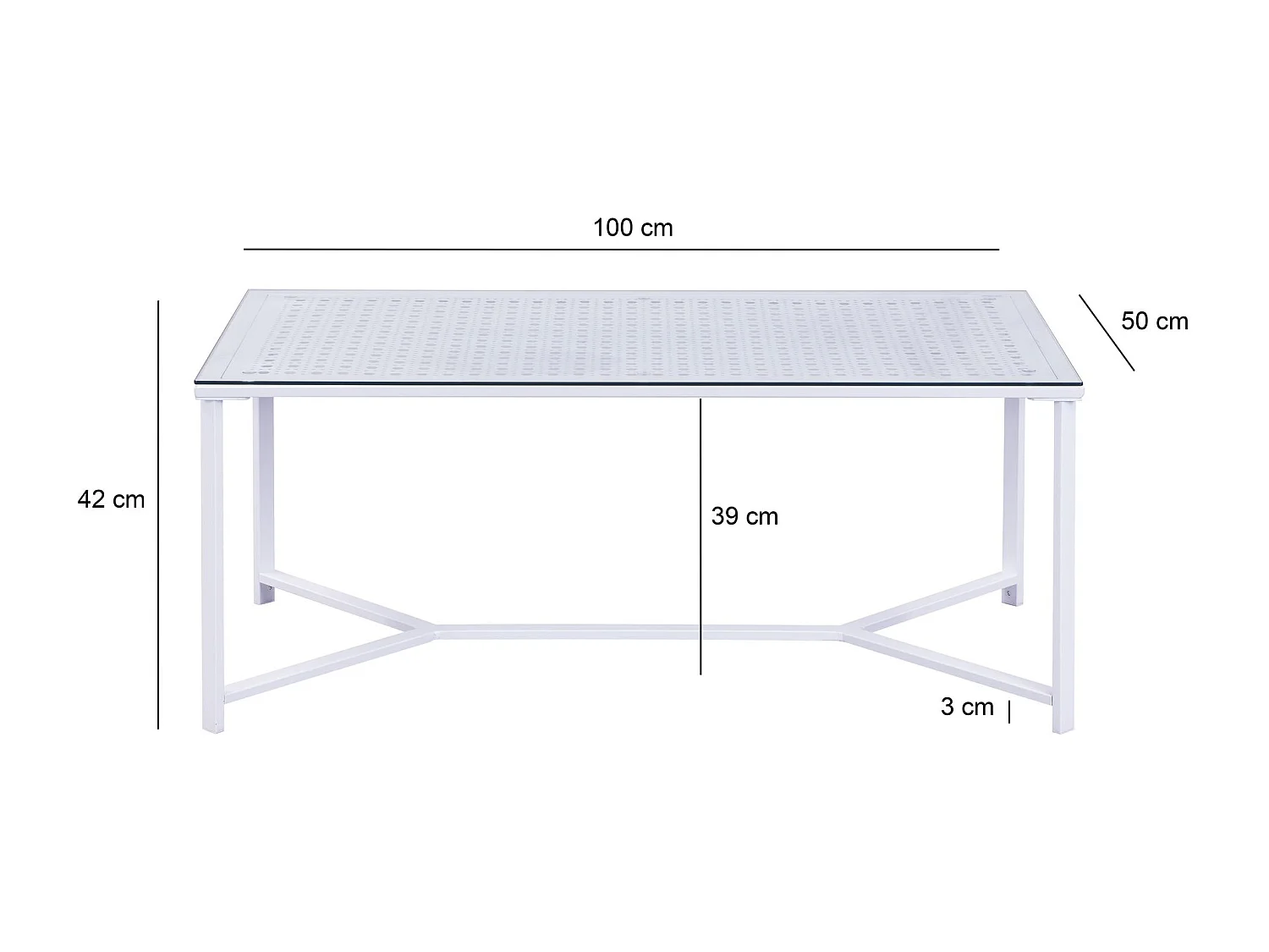 Table basse table de canapé verre métal 100 cm table de salon rectangulaire