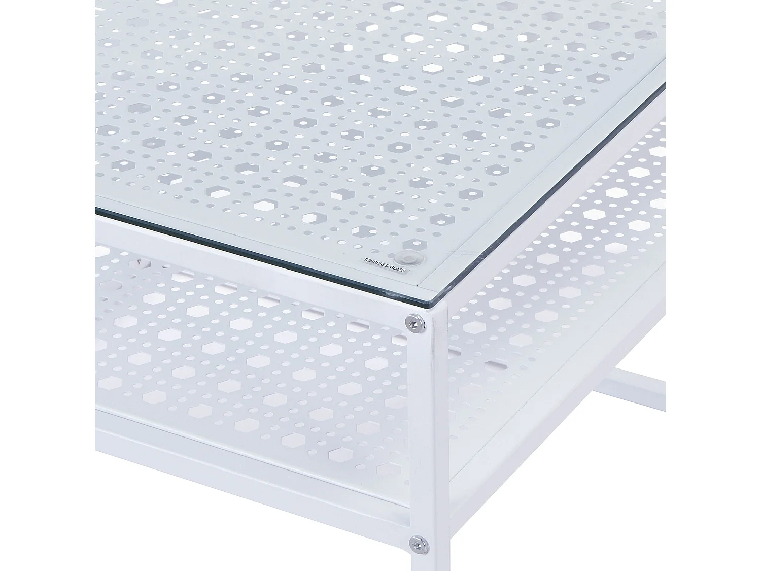 Table basse en verre et métal, carrée, 60 cm, pour salon, rangement, moderne