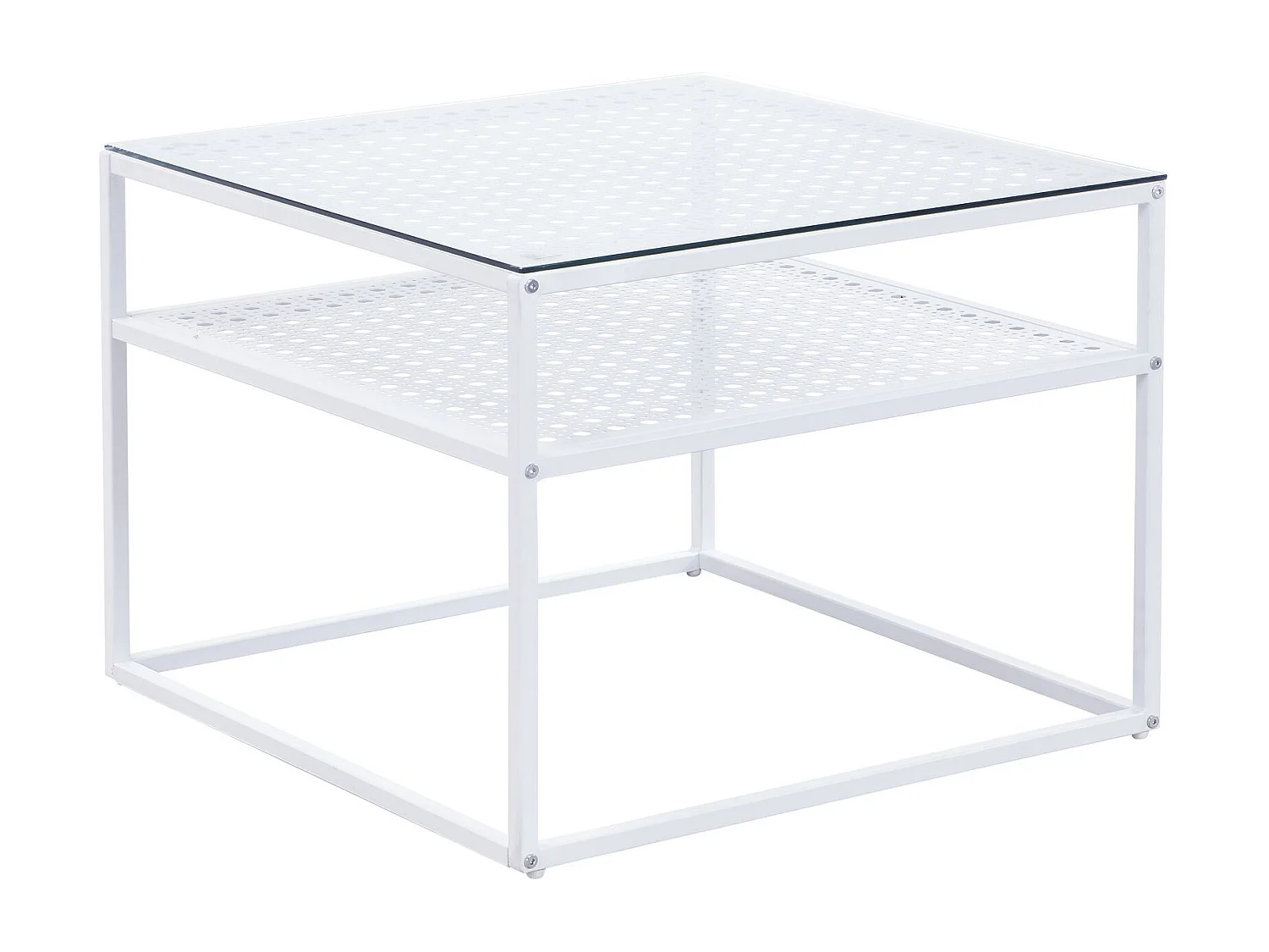 Table basse en verre et métal, carrée, 60 cm, pour salon, rangement, moderne