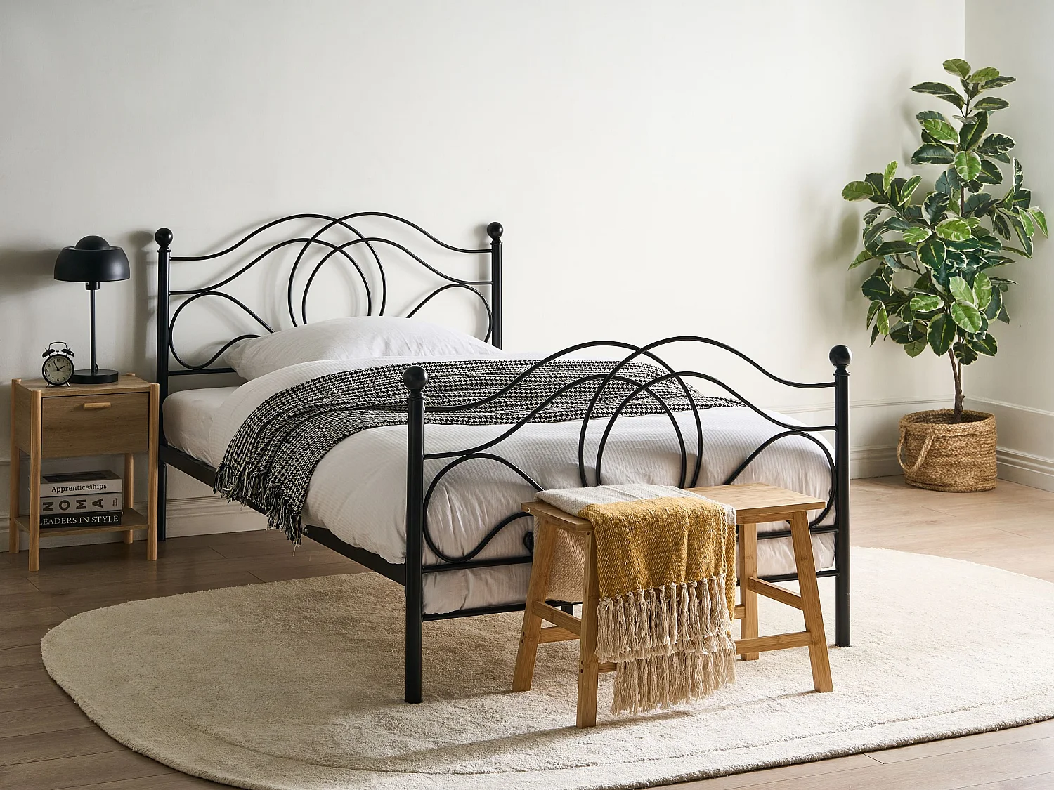 Lit avec sommier Métal LYRA 120 x 200 cm Noir