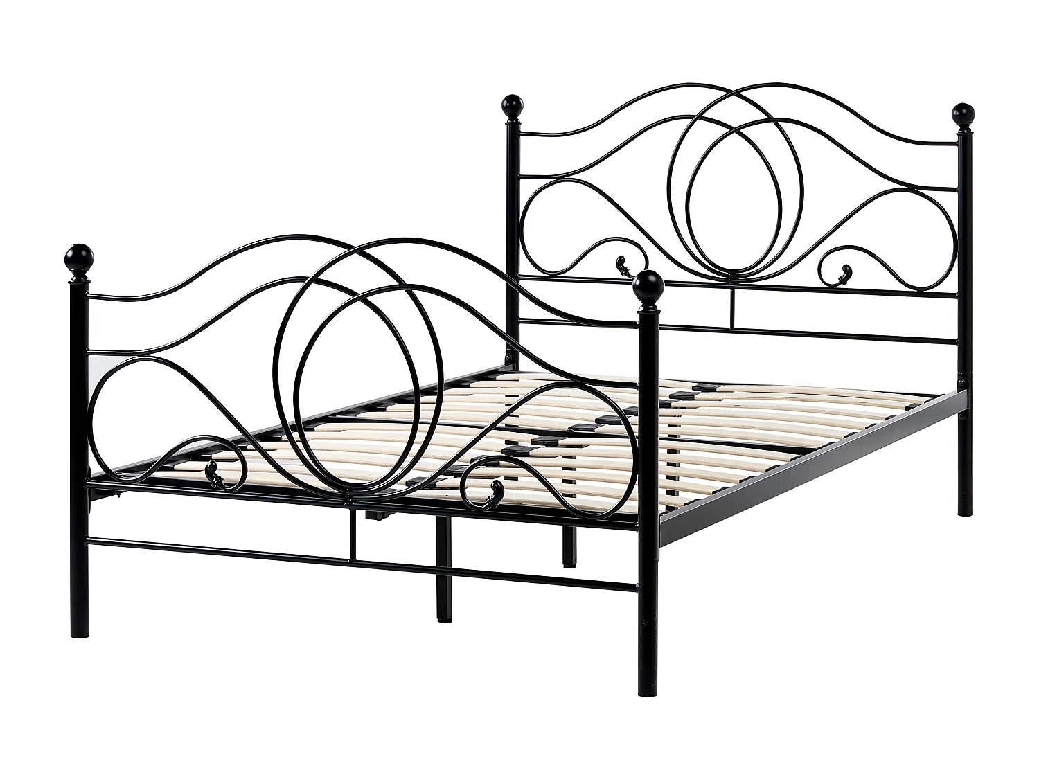 Lit avec sommier Métal LYRA 120 x 200 cm Noir