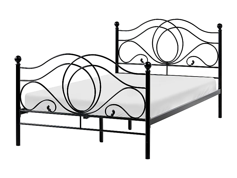 Lit avec sommier Métal LYRA 120 x 200 cm Noir