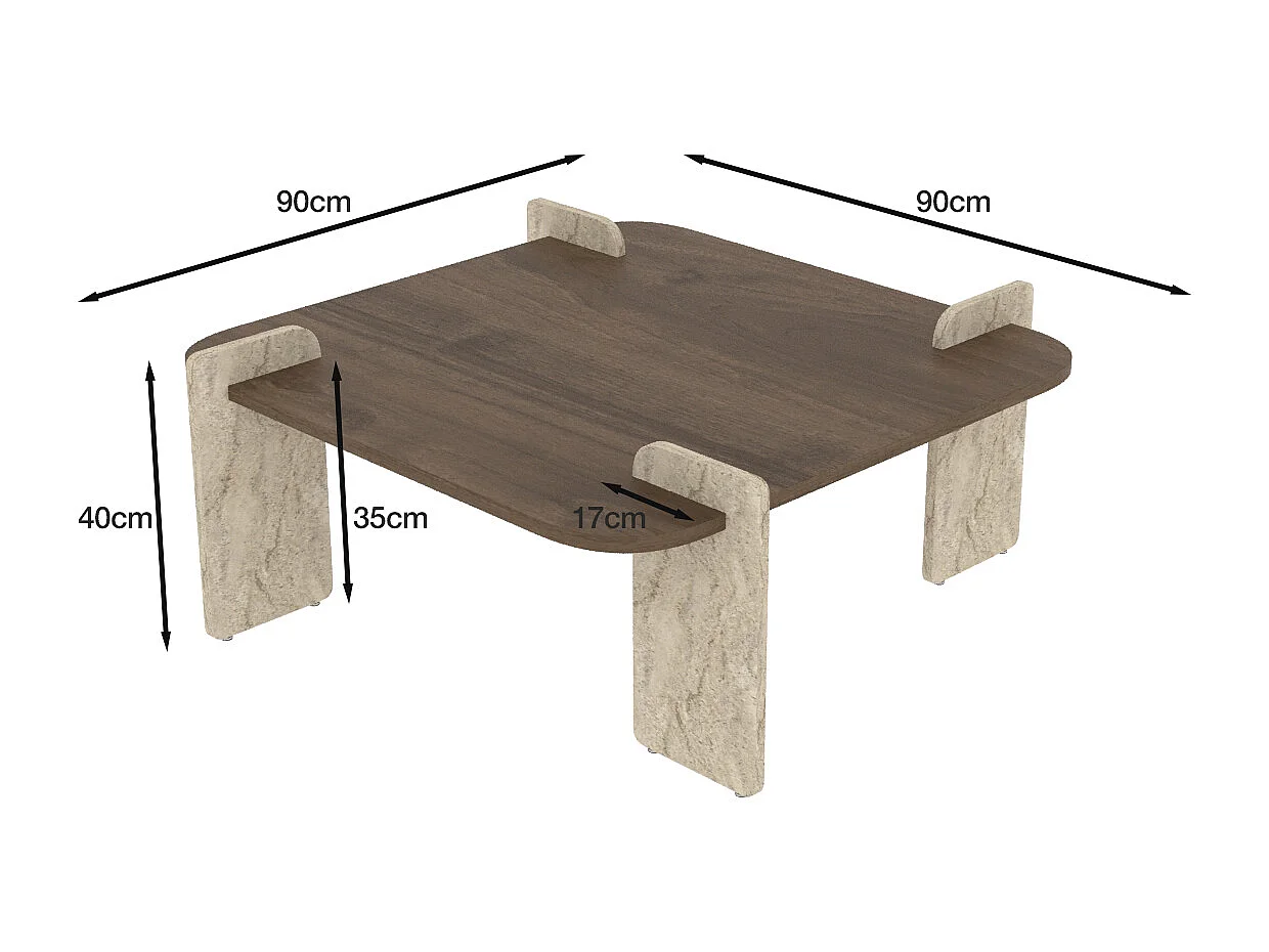 Couchtisch Brilliance Braun 90x90