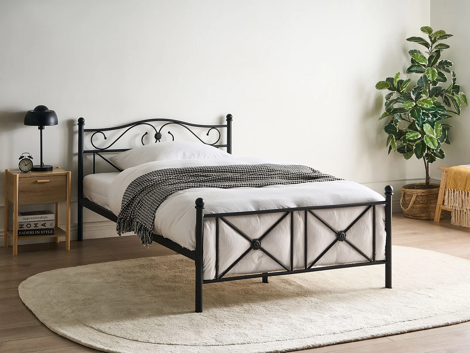 Lit avec sommier Métal RODEZ 120 x 200 cm Noir