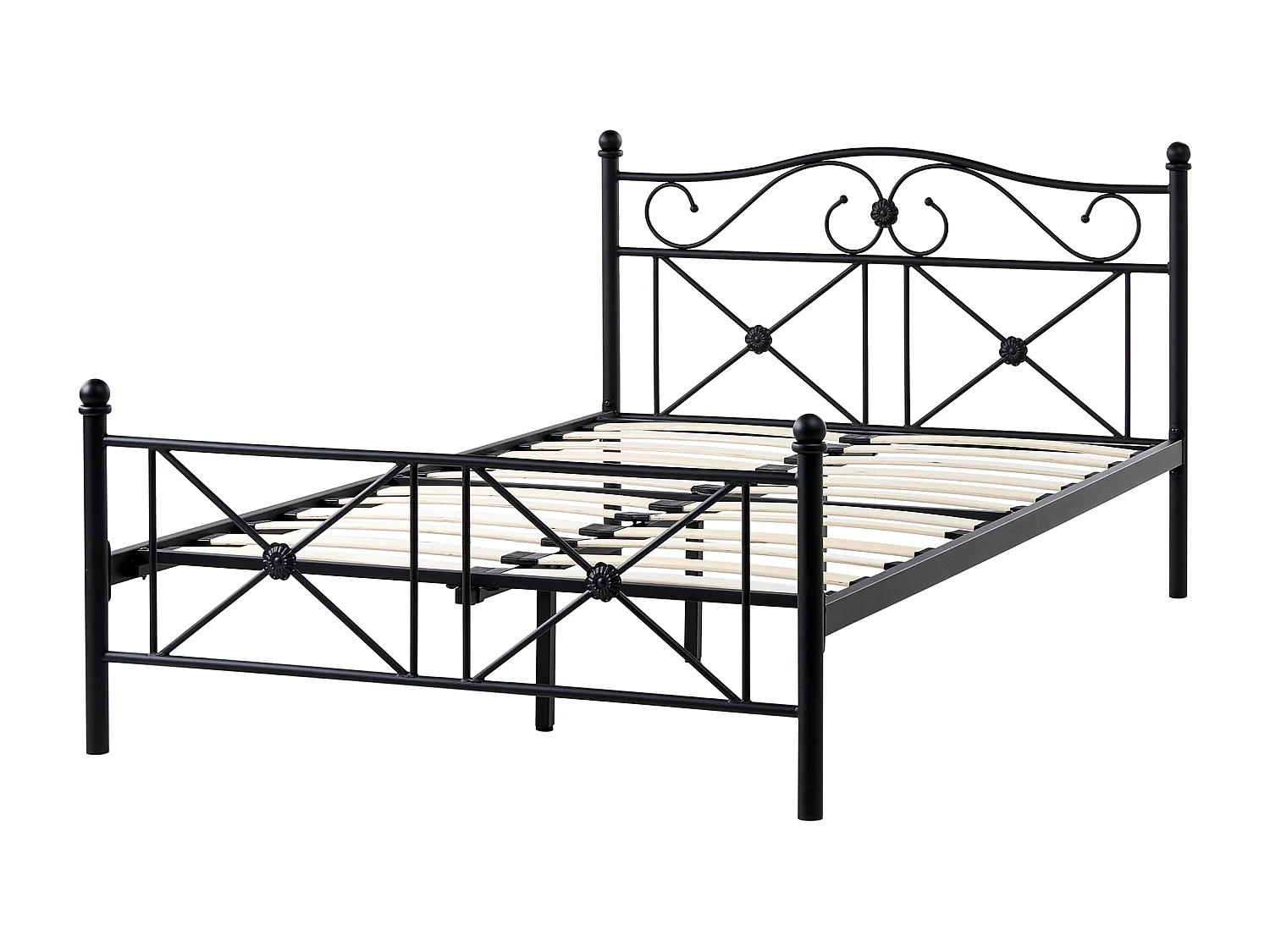 Lit avec sommier Métal RODEZ 120 x 200 cm Noir