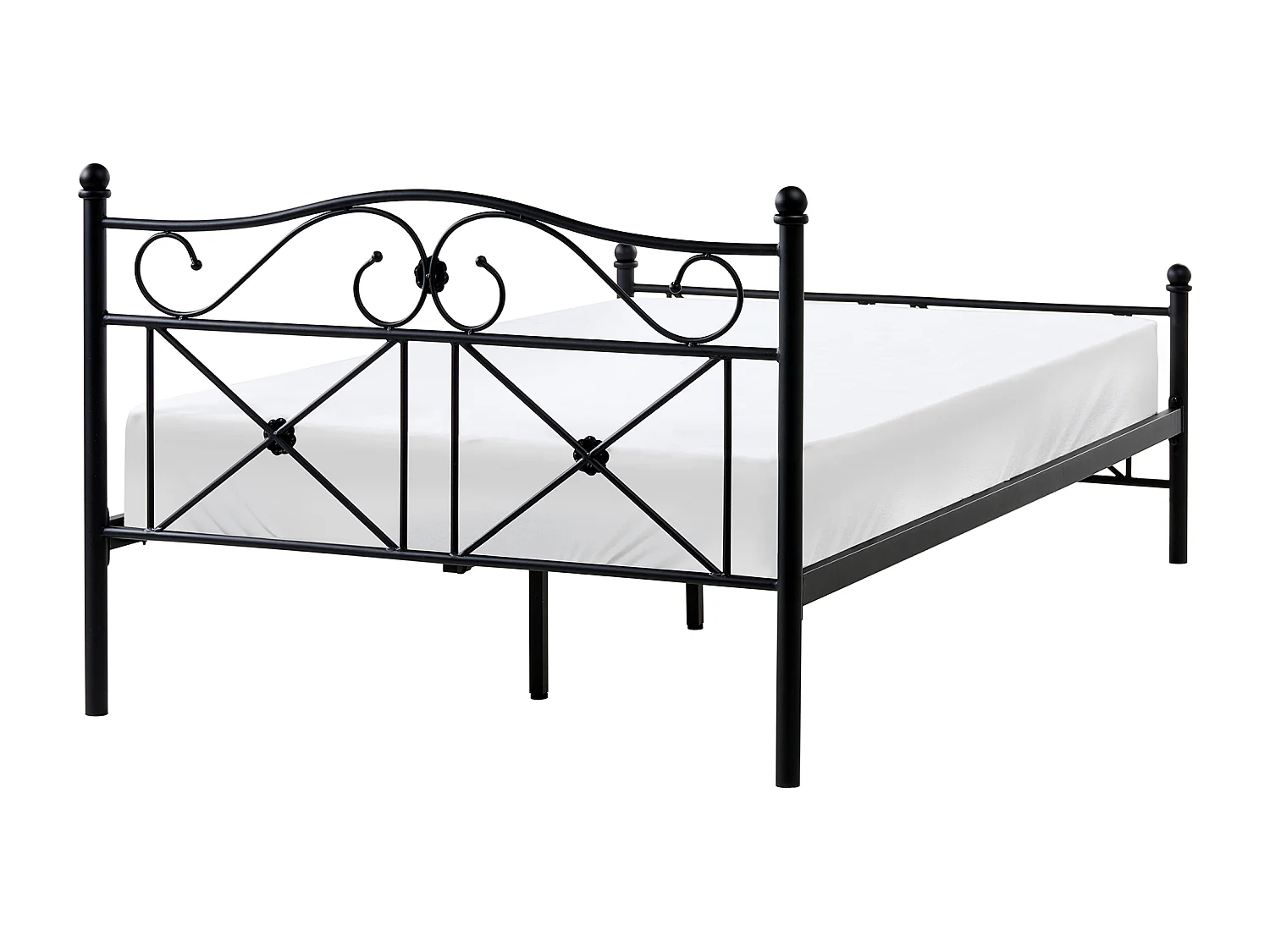 Lit avec sommier Métal RODEZ 120 x 200 cm Noir