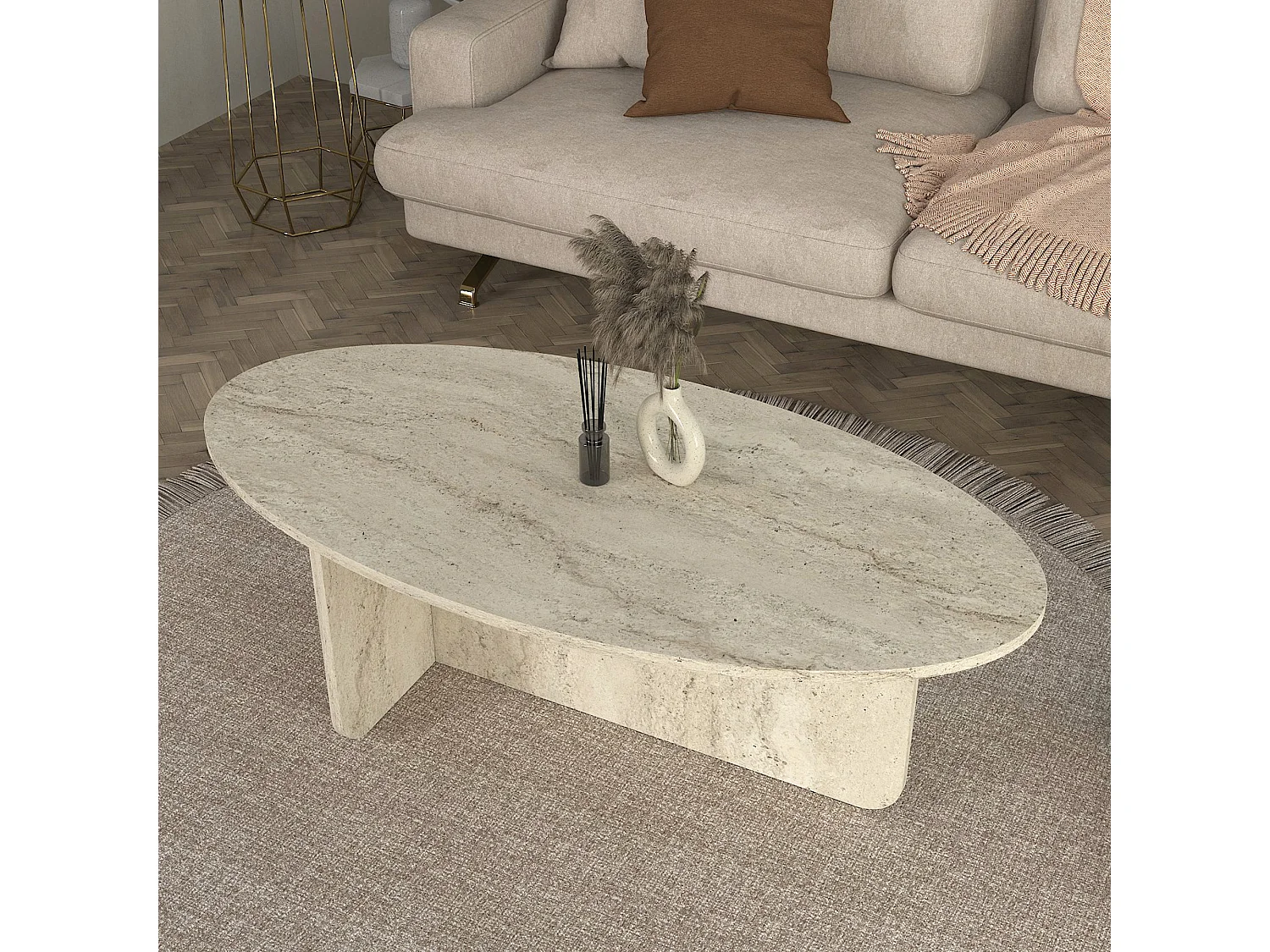 Couchtisch Luminous Beige Grau Granitoptik 120x60 cm