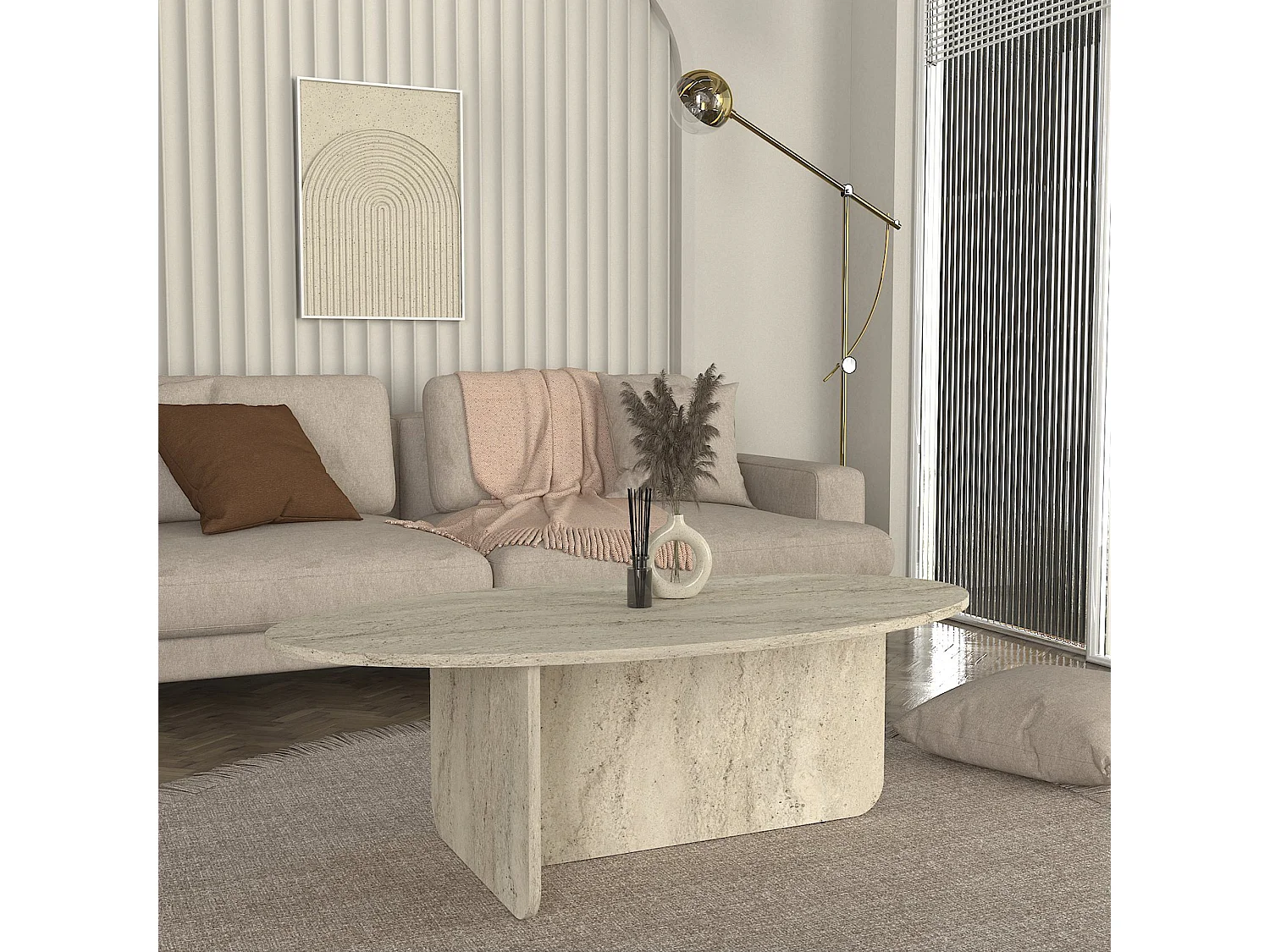 Couchtisch Luminous Beige Grau Granitoptik 120x60 cm