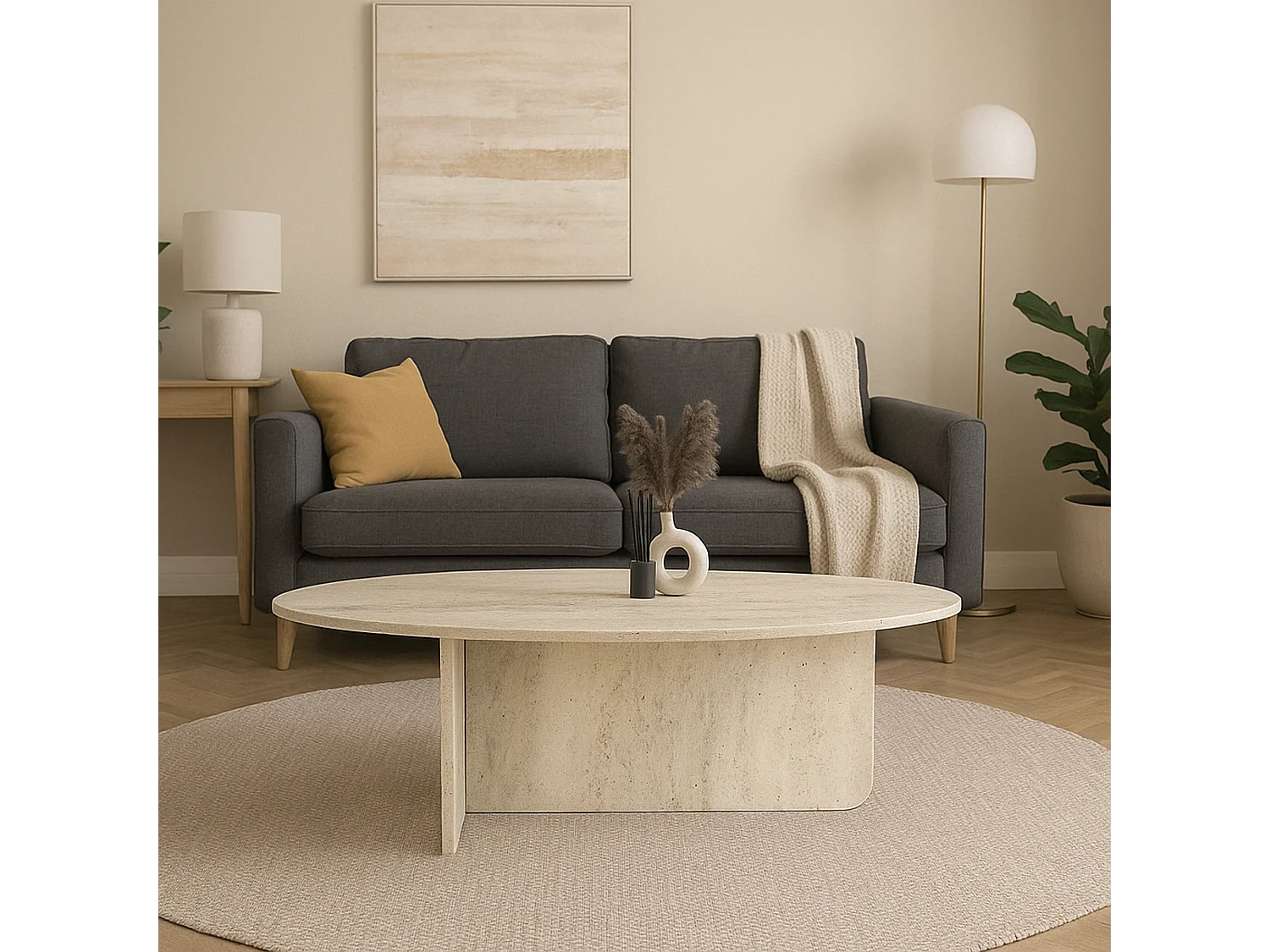 Couchtisch Luminous Beige Grau Granitoptik 120x60 cm