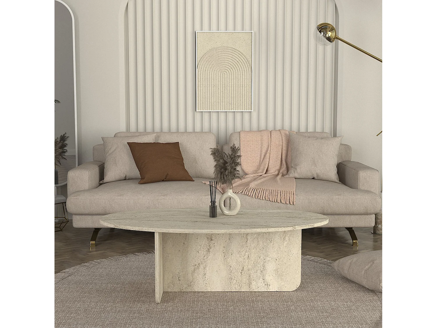 Couchtisch Luminous Beige Grau Granitoptik 120x60 cm