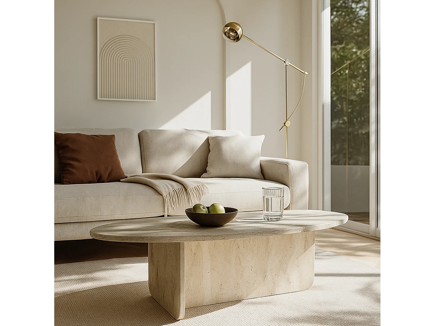 Couchtisch Luminous Beige Grau Granitoptik 120x60 cm