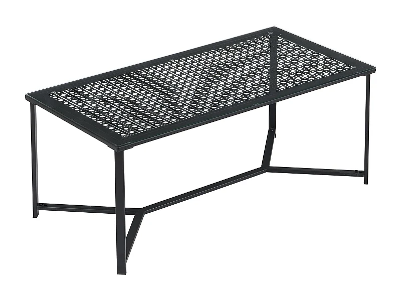 Table basse table de canapé verre métal 100 cm table de salon rectangulaire