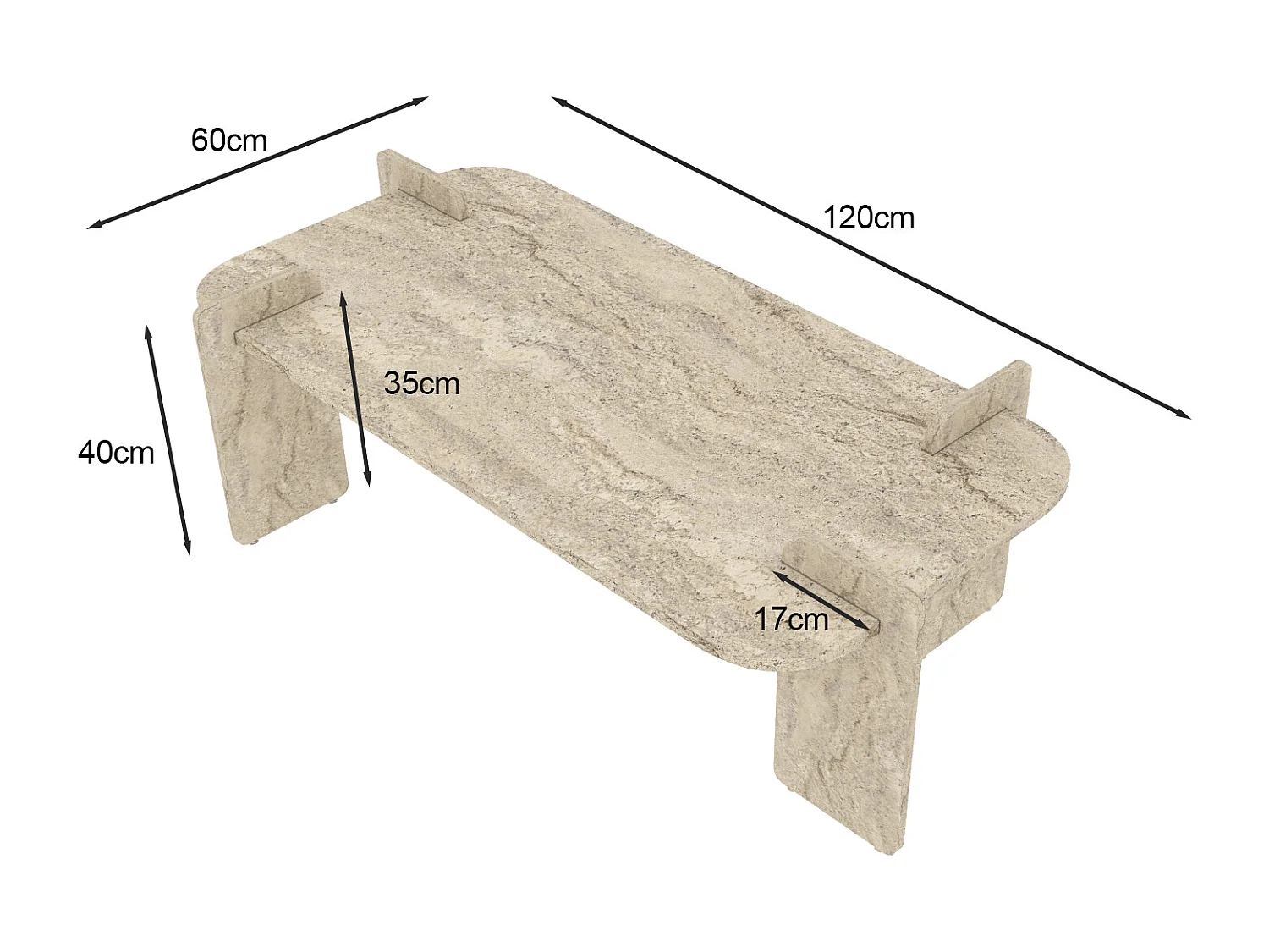 Couchtisch Twinkle Travertin Granit Optik 60x120