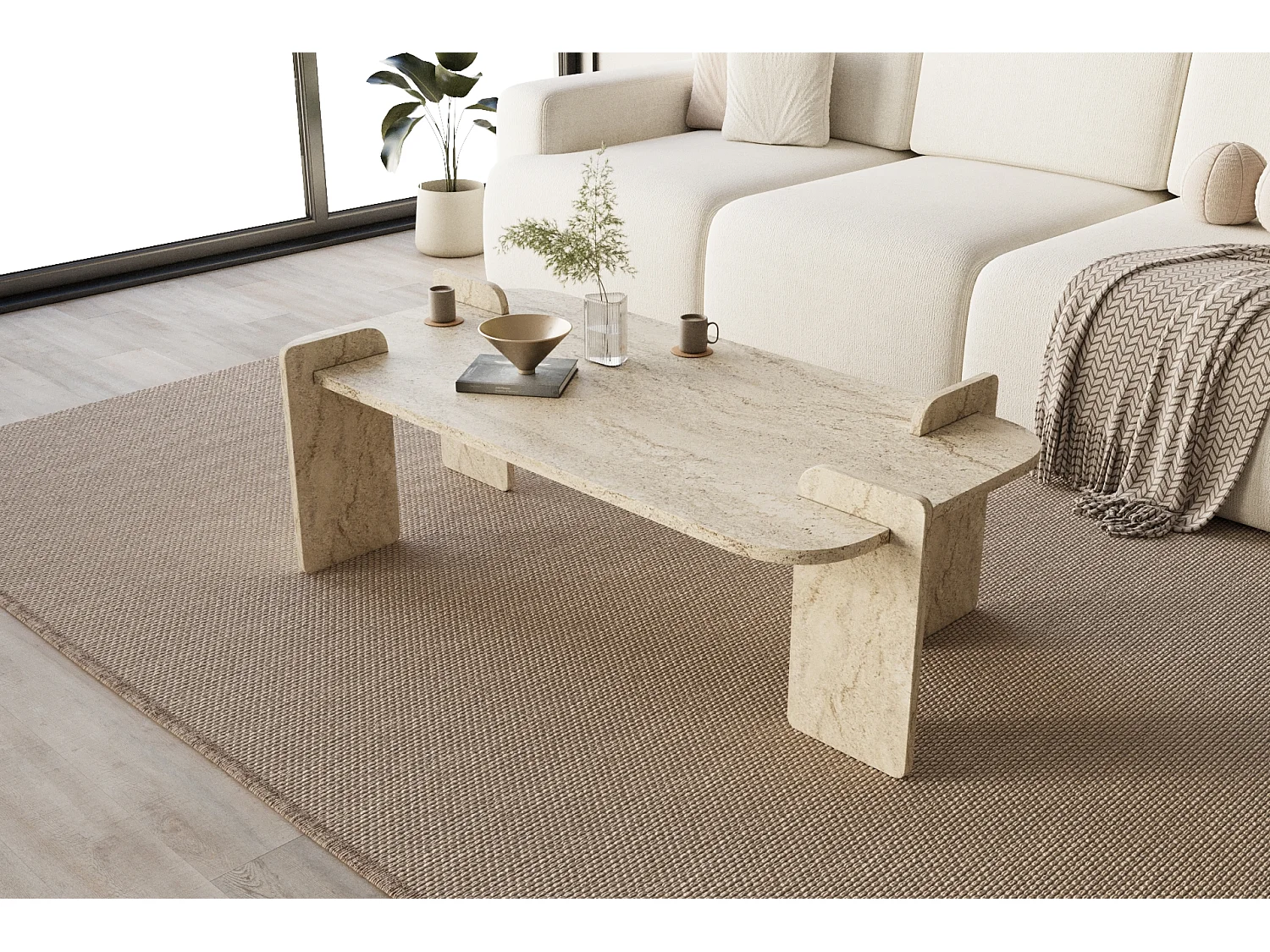 Couchtisch Twinkle Travertin Granit Optik 60x120