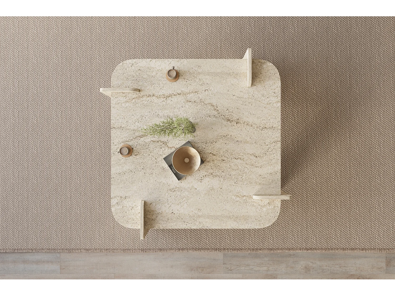 Couchtisch Brilliance Travertin Granit Optik 90x90