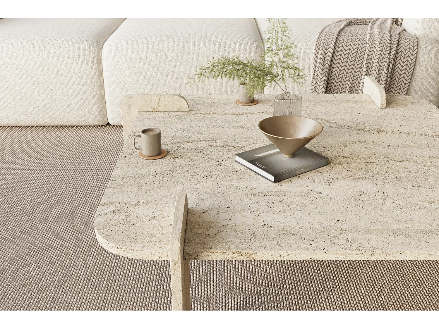 Couchtisch Brilliance Travertin Granit Optik 90x90