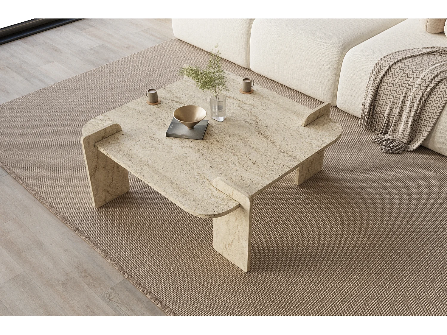 Couchtisch Brilliance Travertin Granit Optik 90x90