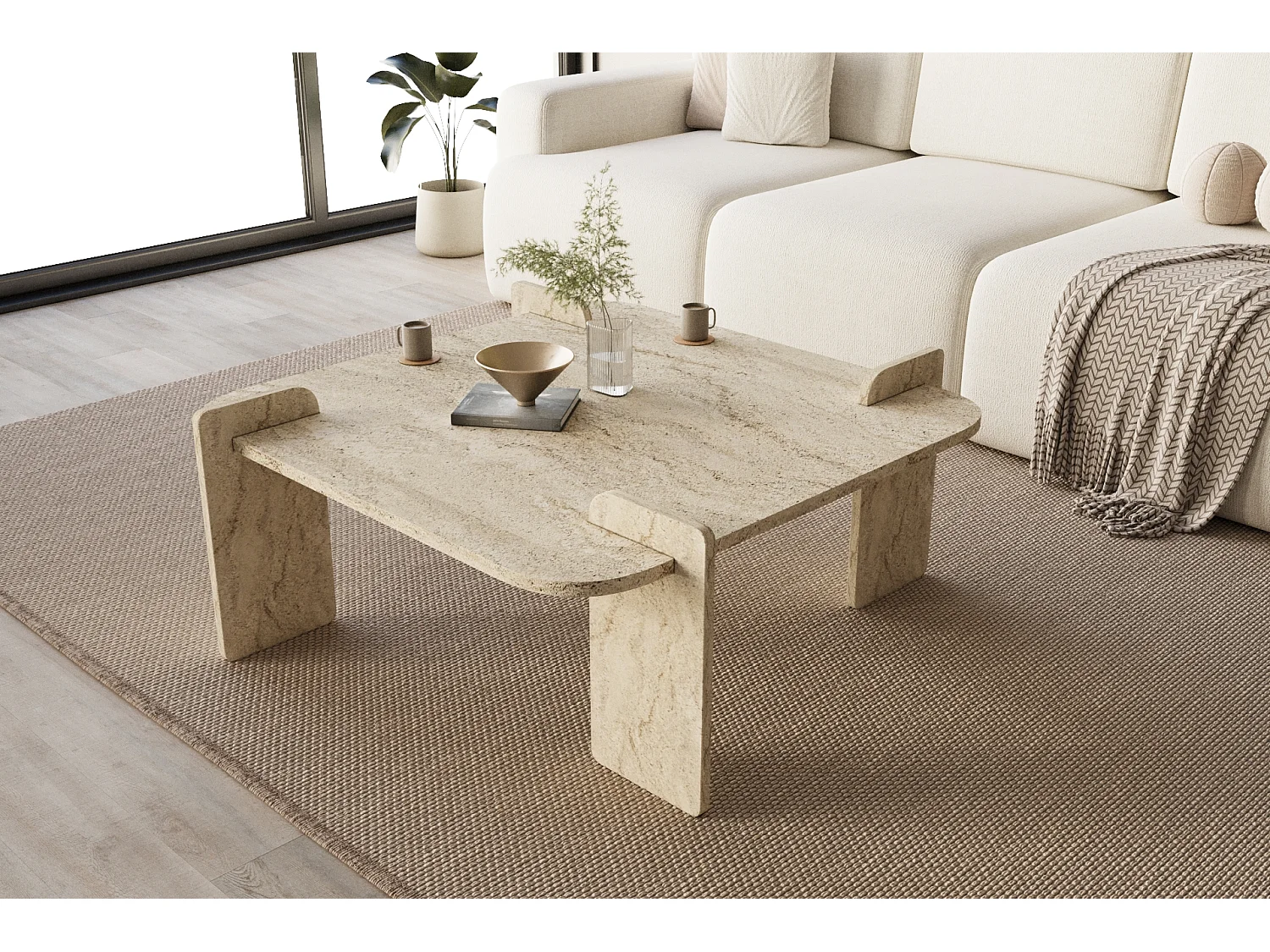 Couchtisch Brilliance Travertin Granit Optik 90x90