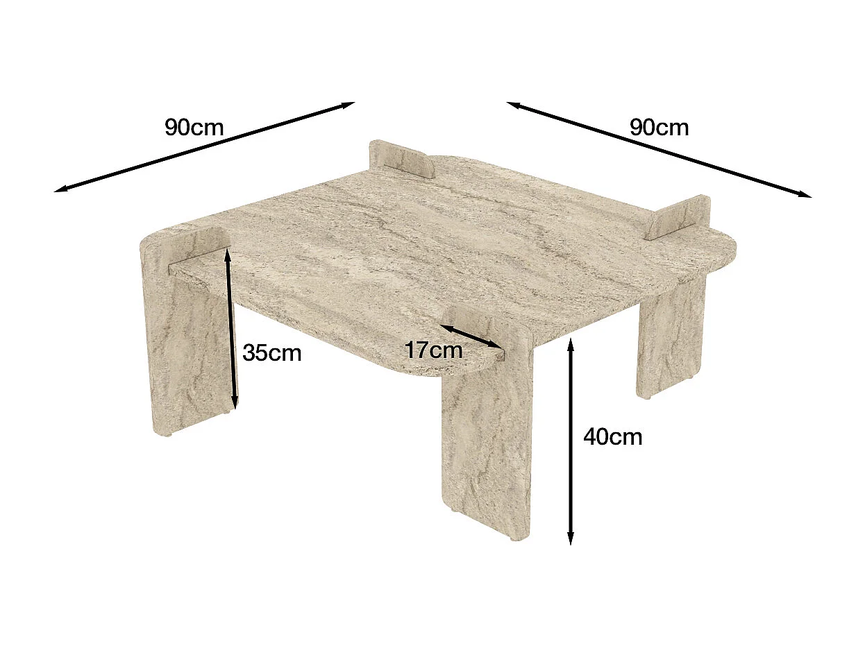 Couchtisch Brilliance Travertin Granit Optik 90x90