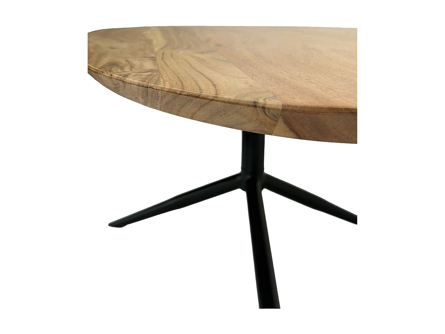 Table basse design Acacia Bois massif 87cm ovale Table de salon Piètement métal