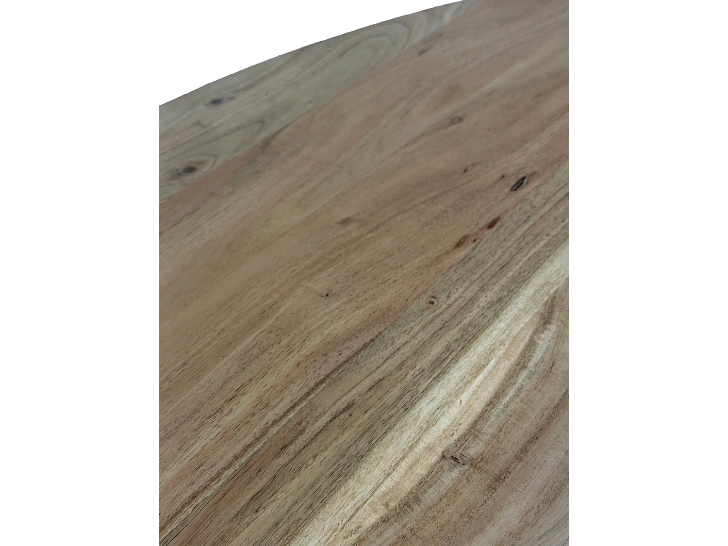 Table basse design Acacia Bois massif 87cm ovale Table de salon Piètement métal